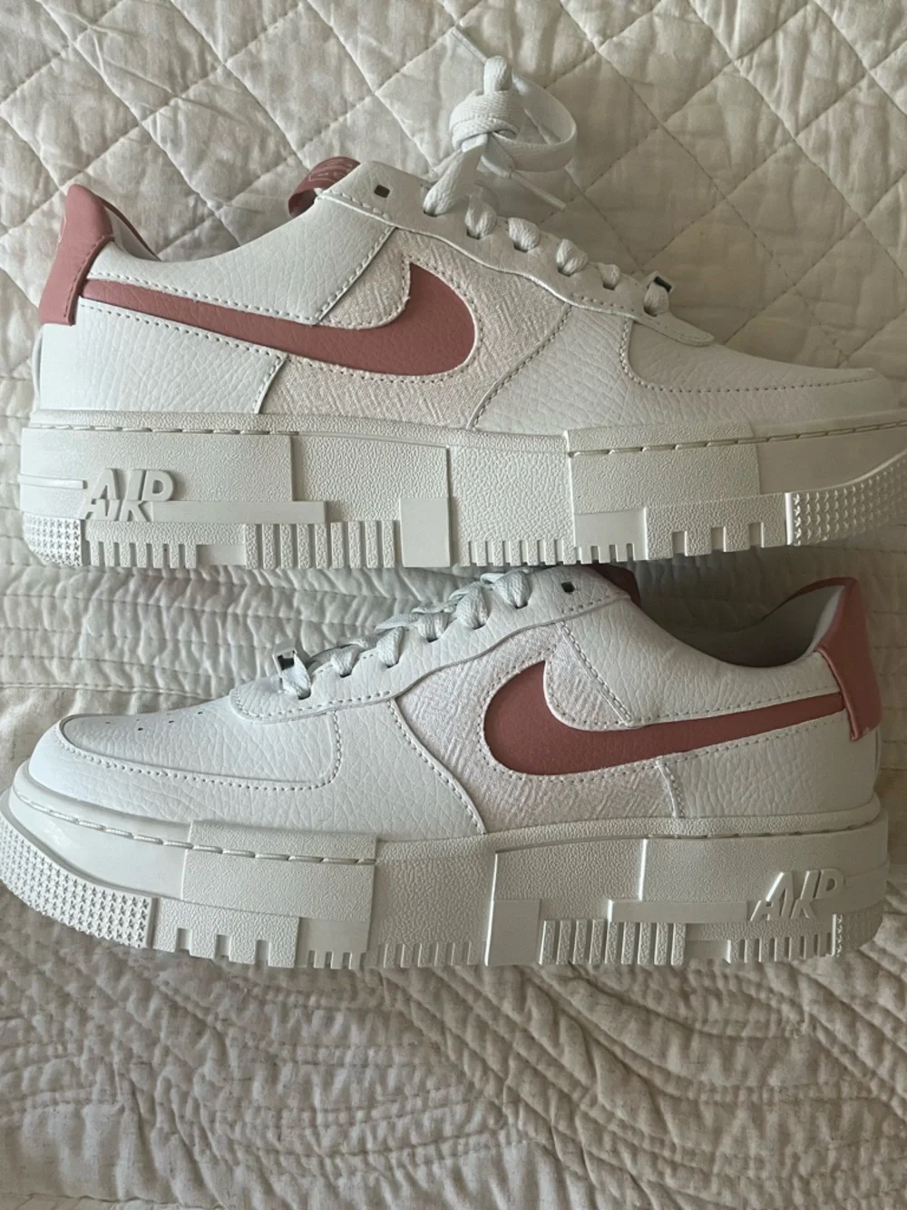 Nike W AF1 Pixel Summit White with Rust Pink Accents - Picture 5 of 12